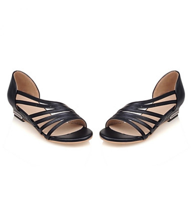 Women's Shoes Leatherette Wedge Heel Comfort / Open Toe Sandals Office & Career / Dress / Casual Black / Blue / Pink