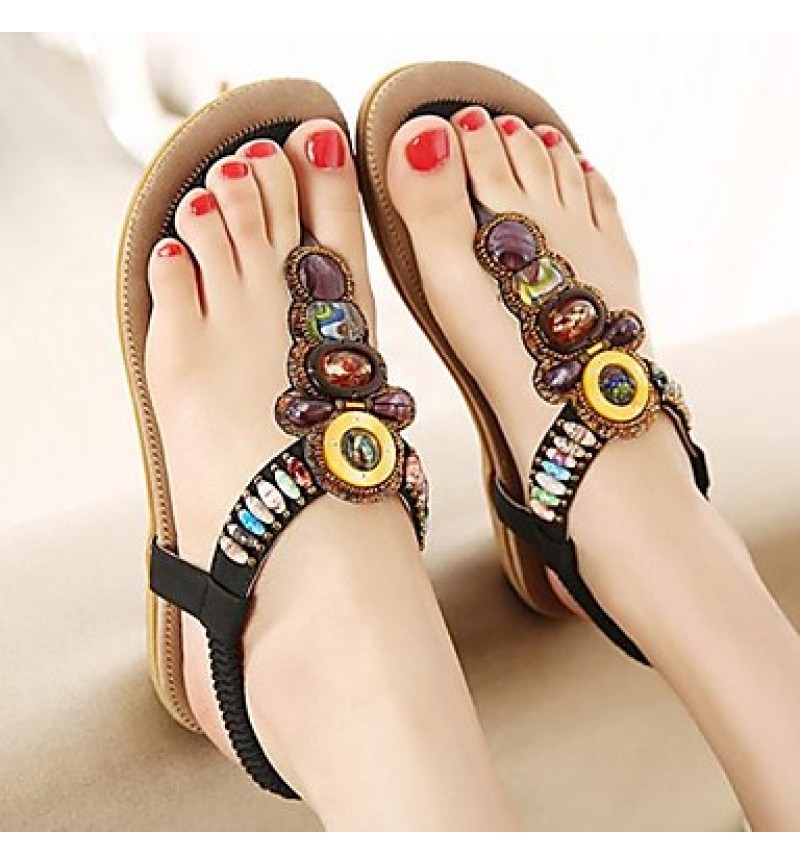 Women's Summer Slingback / Patent Leather Casual / Dress Flat Heel Sparkling Glitter Black / Blue / Khaki