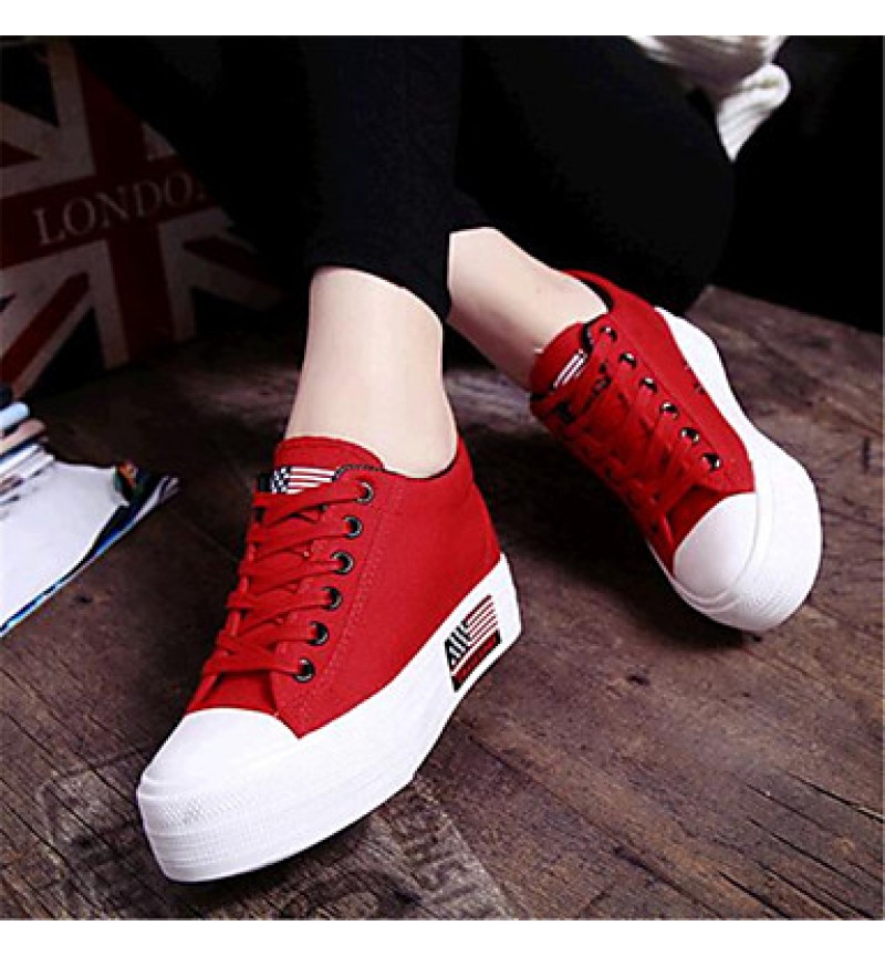 Women's Shoes Canvas Platform Comfort Fashion Sneakers Outdoor / Casual Black / Blue / Red / White
