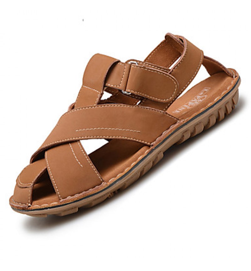 Men's Shoes Outdoor / Office & Career / Casual Leather Sandals Black / Brown  